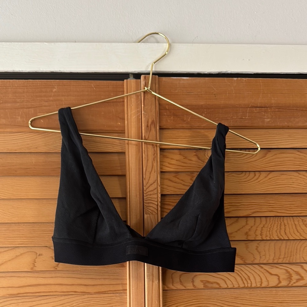 Skims Cotton Rib Plunge Bralette